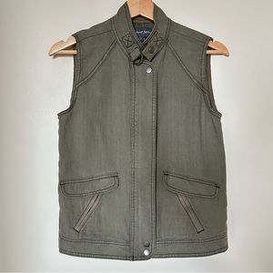 NWOT Michael Stars Zip Up Linen Vest, Army Green